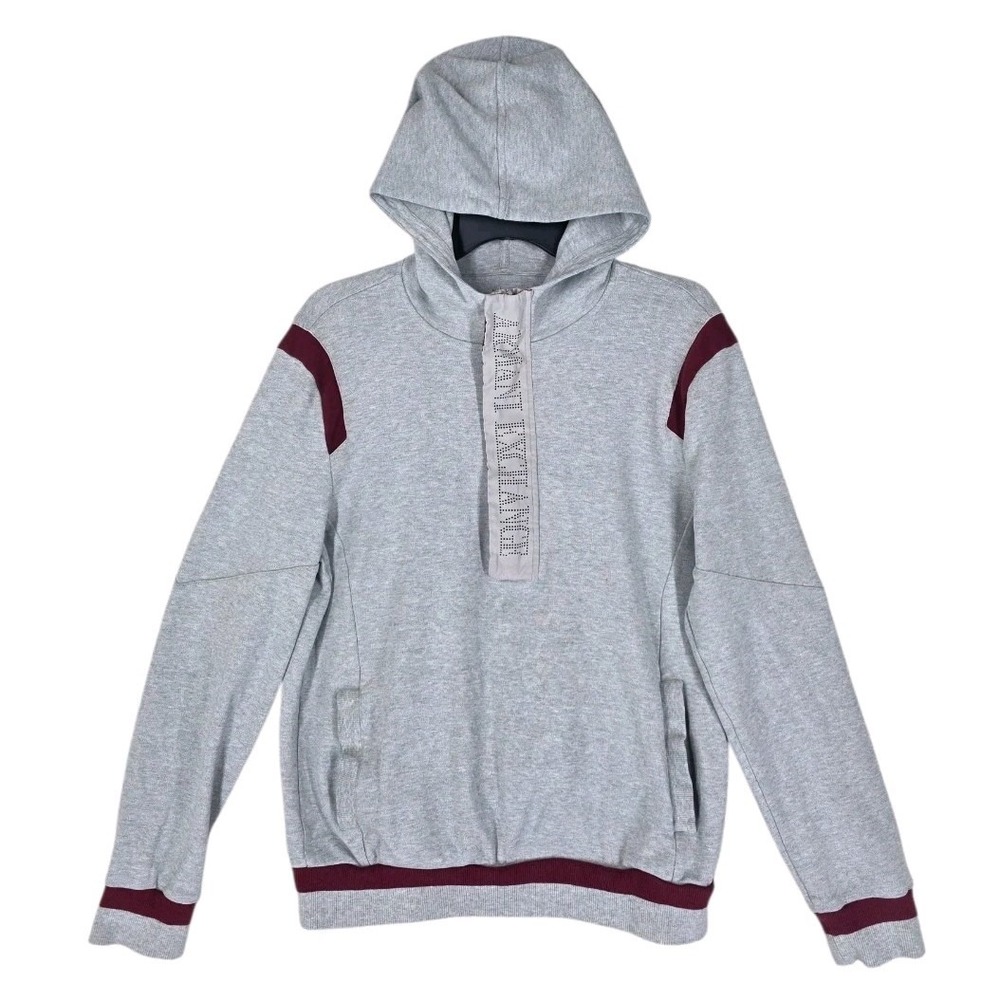 AX Armani Exchange Hoodie Sweatshirt Sweatshirt 1/2 Zip Mens M Gray Graphic Logo